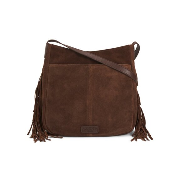 LUCKY BRAND CAPPUCCINO Suede Nyra Crossbody - Picture 1 of 2